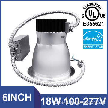 6inch 18w ul retrofit dimmable led cob recessed downlight